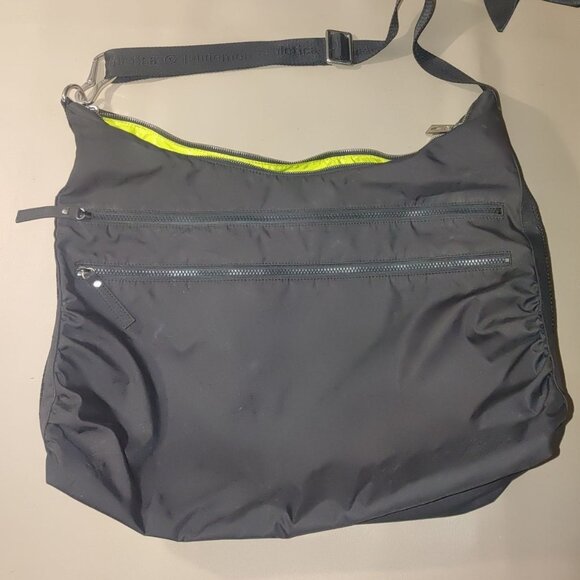 Lululemon Athletica Black Neon Yellow Large Gym Go Bag Adjustable Strap Pockets - Picture 2 of 12